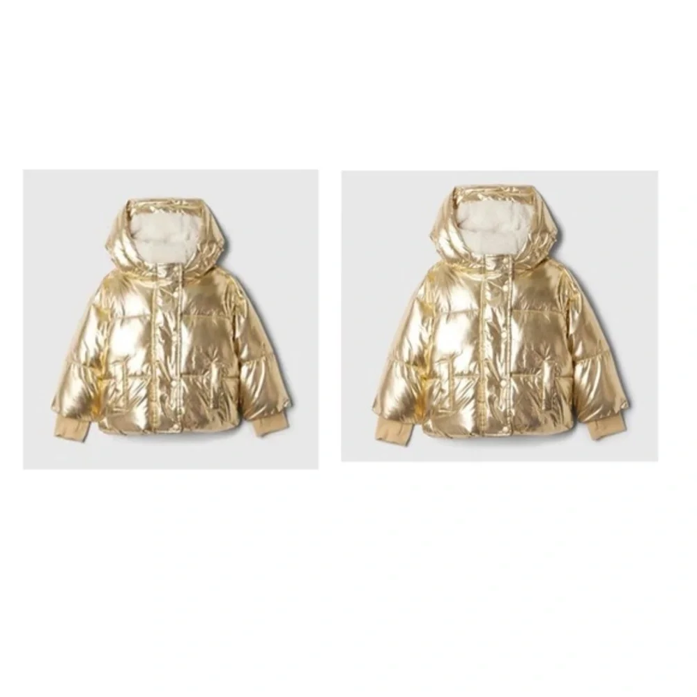 TWINS GAP Kids Gold Puffer Jacket set of 2 size 2yrs Gold puffer